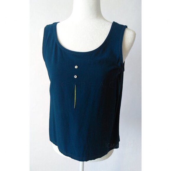 Nino Wong Tank Top Small Vintage Preppy Coastal Grandma Lagenlook Minimalist 90s - Picture 4 of 11